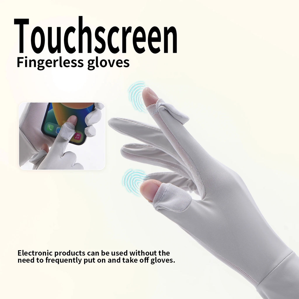 Unisex UV Protection Sunblock Gloves - Women Man Full Finger Sunscreen Gloves Touchscreen Gloves for Driving Hiking Riding