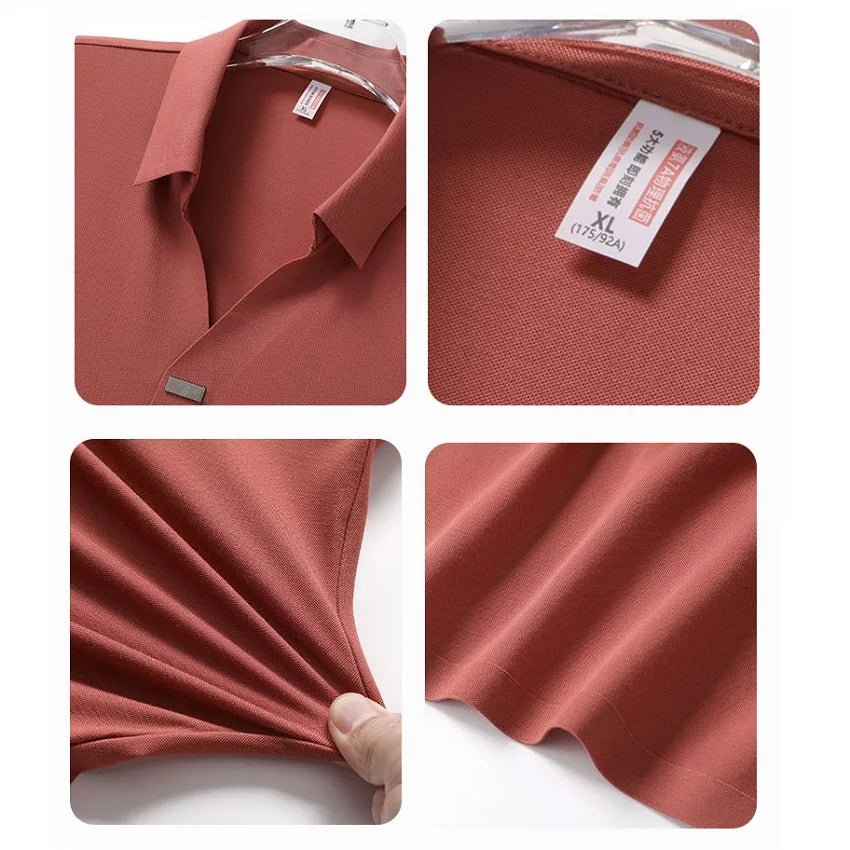 Plus Size Men's Ice Silk Polo Shirt Short Sleeve Collar Summer Tshirt Male Thin Cool Big Large Business Casual Golf Wear Tee Top