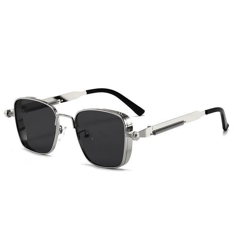 Polarized Sunglasses for Men Anti-UV Driving Glasses Fashion Metal Punk Style Sunglasses with Spring Hinges Women Eyepiece