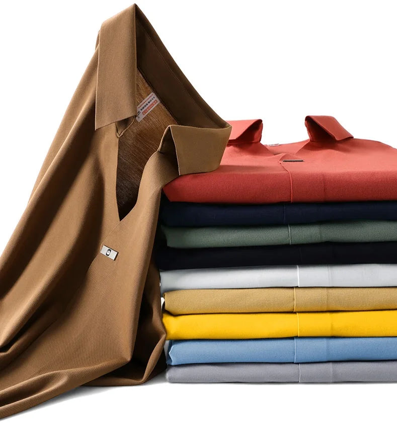 Plus Size Men's Ice Silk Polo Shirt Short Sleeve Collar Summer Tshirt Male Thin Cool Big Large Business Casual Golf Wear Tee Top