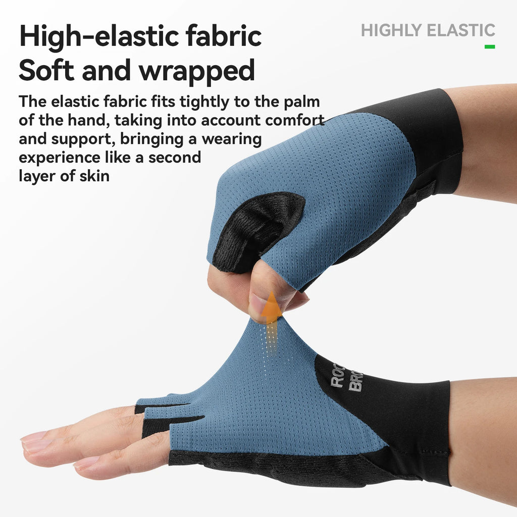 ROCKBROS Summer Cycling Short Finger Gloves Lightweight Elastic Breathable Mesh Gloves XRD Soft Palm Cushion Cycling Half Gloves
