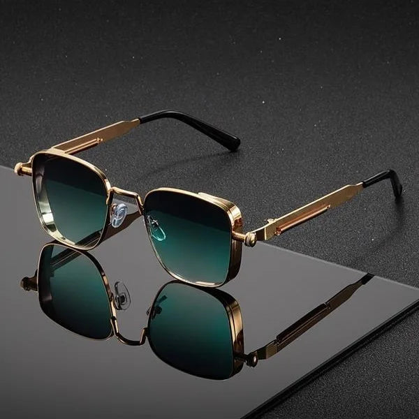 Polarized Sunglasses for Men Anti-UV Driving Glasses Fashion Metal Punk Style Sunglasses with Spring Hinges Women Eyepiece