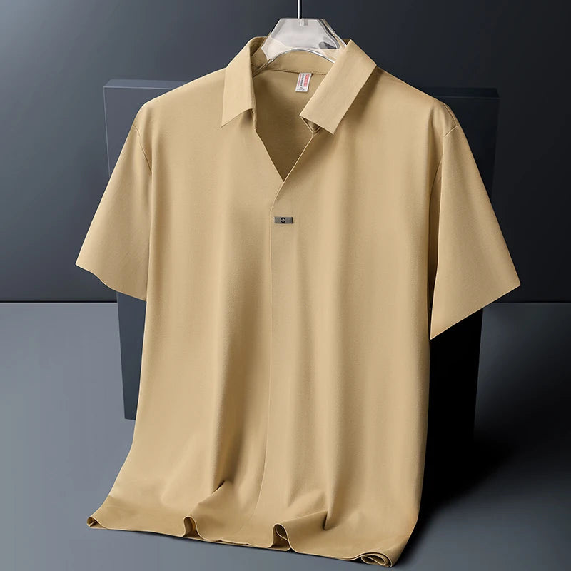 Plus Size Men's Ice Silk Polo Shirt Short Sleeve Collar Summer Tshirt Male Thin Cool Big Large Business Casual Golf Wear Tee Top