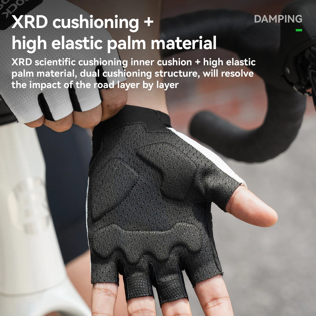 ROCKBROS Summer Cycling Short Finger Gloves Lightweight Elastic Breathable Mesh Gloves XRD Soft Palm Cushion Cycling Half Gloves