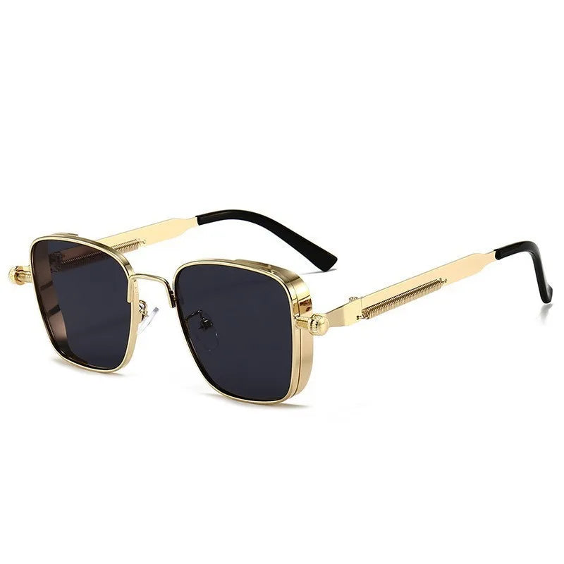 Polarized Sunglasses for Men Anti-UV Driving Glasses Fashion Metal Punk Style Sunglasses with Spring Hinges Women Eyepiece