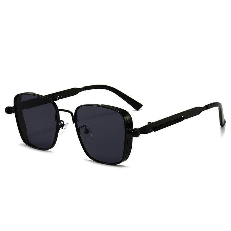Polarized Sunglasses for Men Anti-UV Driving Glasses Fashion Metal Punk Style Sunglasses with Spring Hinges Women Eyepiece