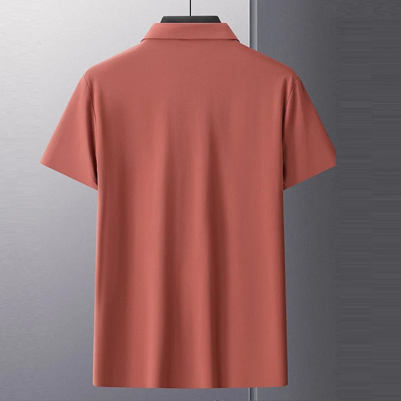Plus Size Men's Ice Silk Polo Shirt Short Sleeve Collar Summer Tshirt Male Thin Cool Big Large Business Casual Golf Wear Tee Top