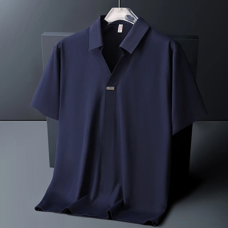 Plus Size Men's Ice Silk Polo Shirt Short Sleeve Collar Summer Tshirt Male Thin Cool Big Large Business Casual Golf Wear Tee Top