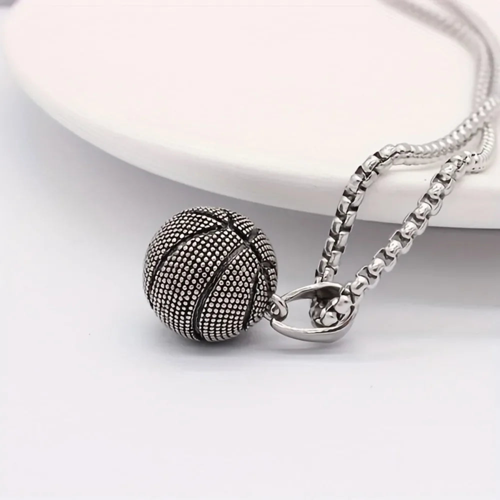 Dominant Basketball Pendant Men's  Stainless Steel Basketball Necklace