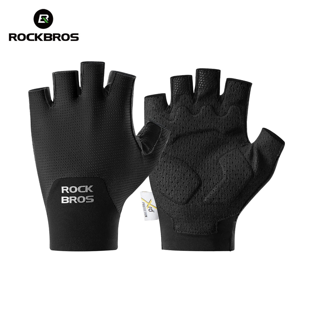 ROCKBROS Summer Cycling Short Finger Gloves Lightweight Elastic Breathable Mesh Gloves XRD Soft Palm Cushion Cycling Half Gloves