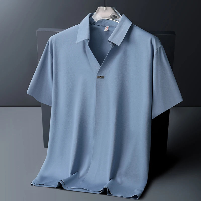 Plus Size Men's Ice Silk Polo Shirt Short Sleeve Collar Summer Tshirt Male Thin Cool Big Large Business Casual Golf Wear Tee Top
