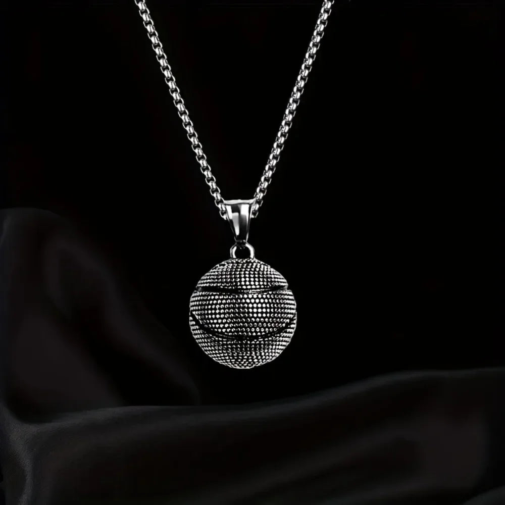 Dominant Basketball Pendant Men's  Stainless Steel Basketball Necklace