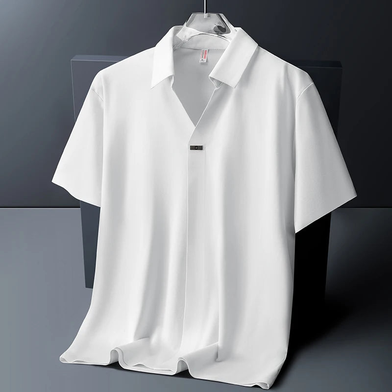 Plus Size Men's Ice Silk Polo Shirt Short Sleeve Collar Summer Tshirt Male Thin Cool Big Large Business Casual Golf Wear Tee Top