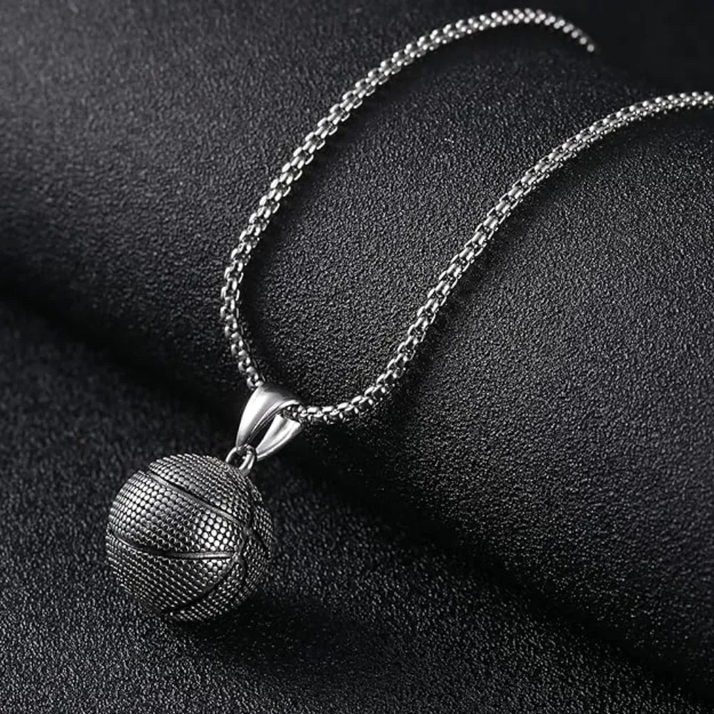 Dominant Basketball Pendant Men's  Stainless Steel Basketball Necklace