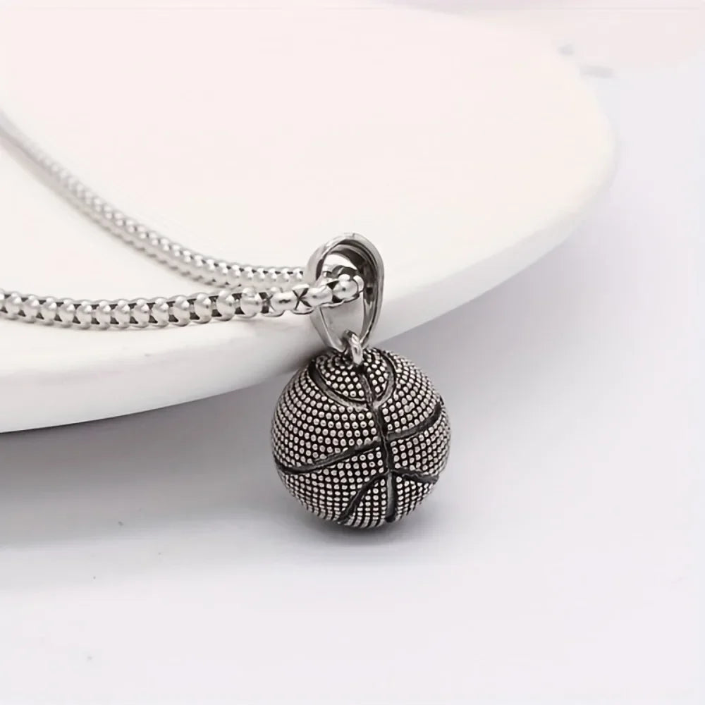 Dominant Basketball Pendant Men's  Stainless Steel Basketball Necklace