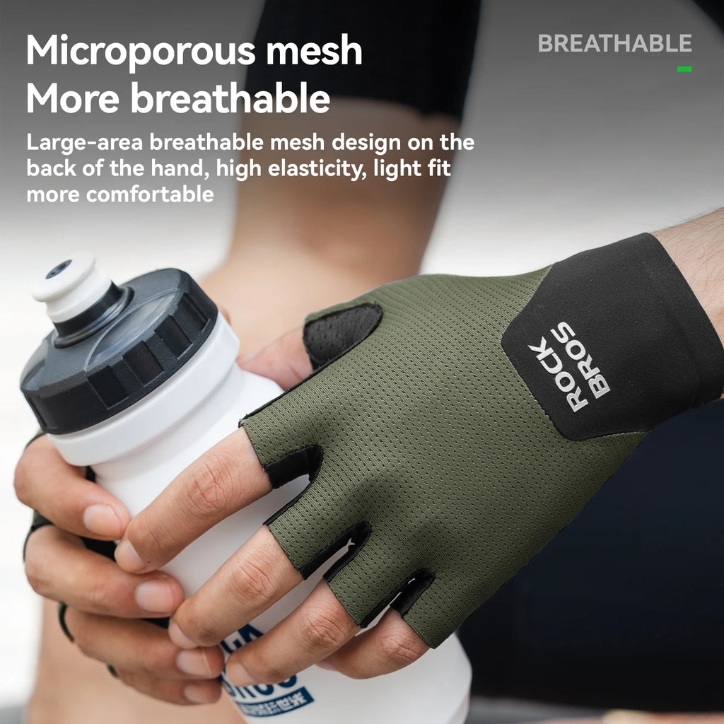 ROCKBROS Summer Cycling Short Finger Gloves Lightweight Elastic Breathable Mesh Gloves XRD Soft Palm Cushion Cycling Half Gloves