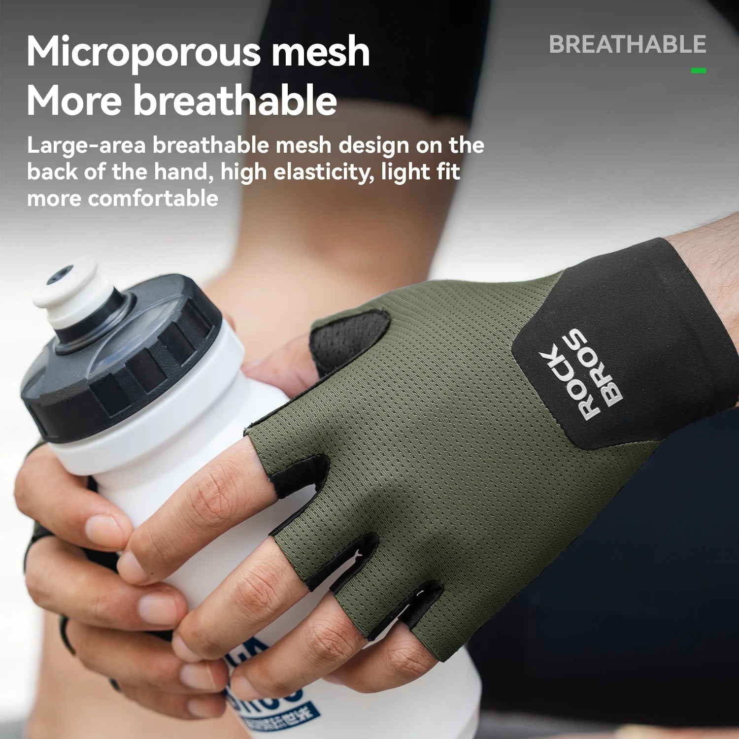 ROCKBROS Summer Cycling Short Finger Gloves Lightweight Elastic Breathable Mesh Gloves XRD Soft Palm Cushion Cycling Half Gloves