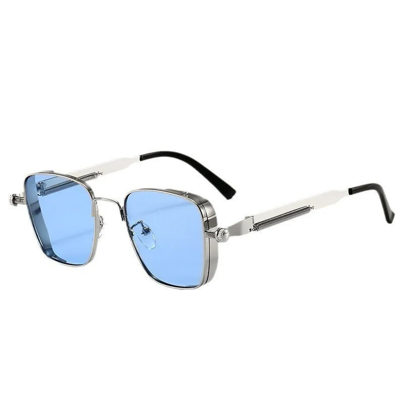 Polarized Sunglasses for Men Anti-UV Driving Glasses Fashion Metal Punk Style Sunglasses with Spring Hinges Women Eyepiece