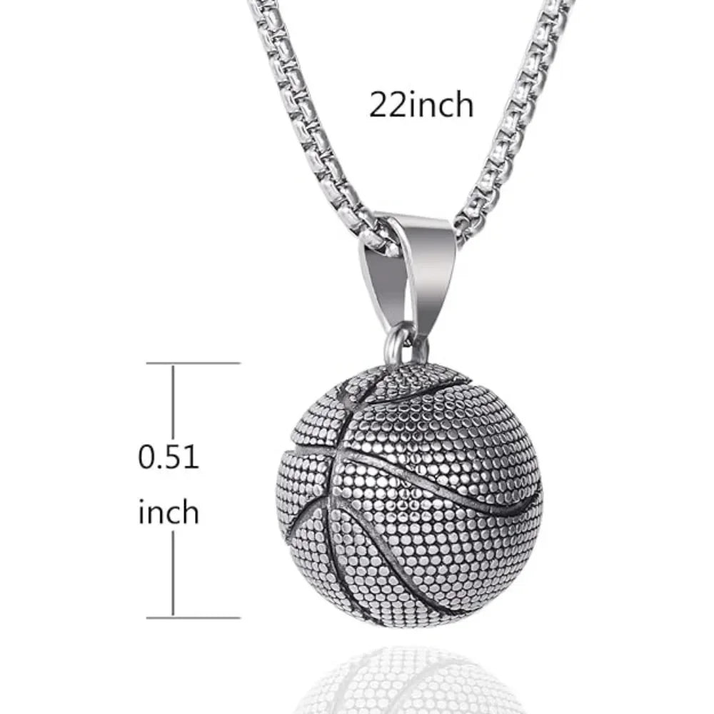Dominant Basketball Pendant Men's  Stainless Steel Basketball Necklace